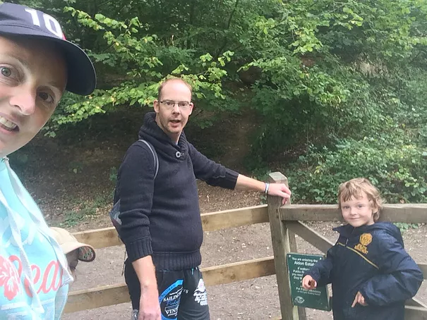 Family enjoying the woods