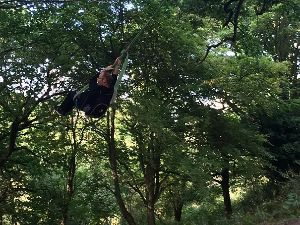 Shimmy on a rope in the woods